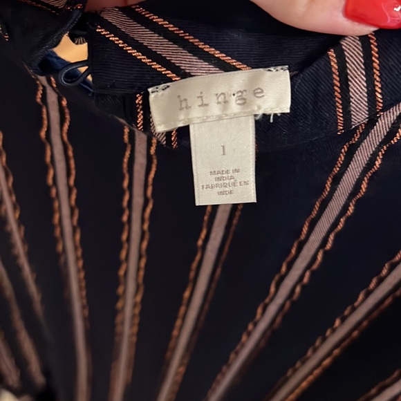 Hinge long sleeve metallic striped blouse - Picture 7 of 7